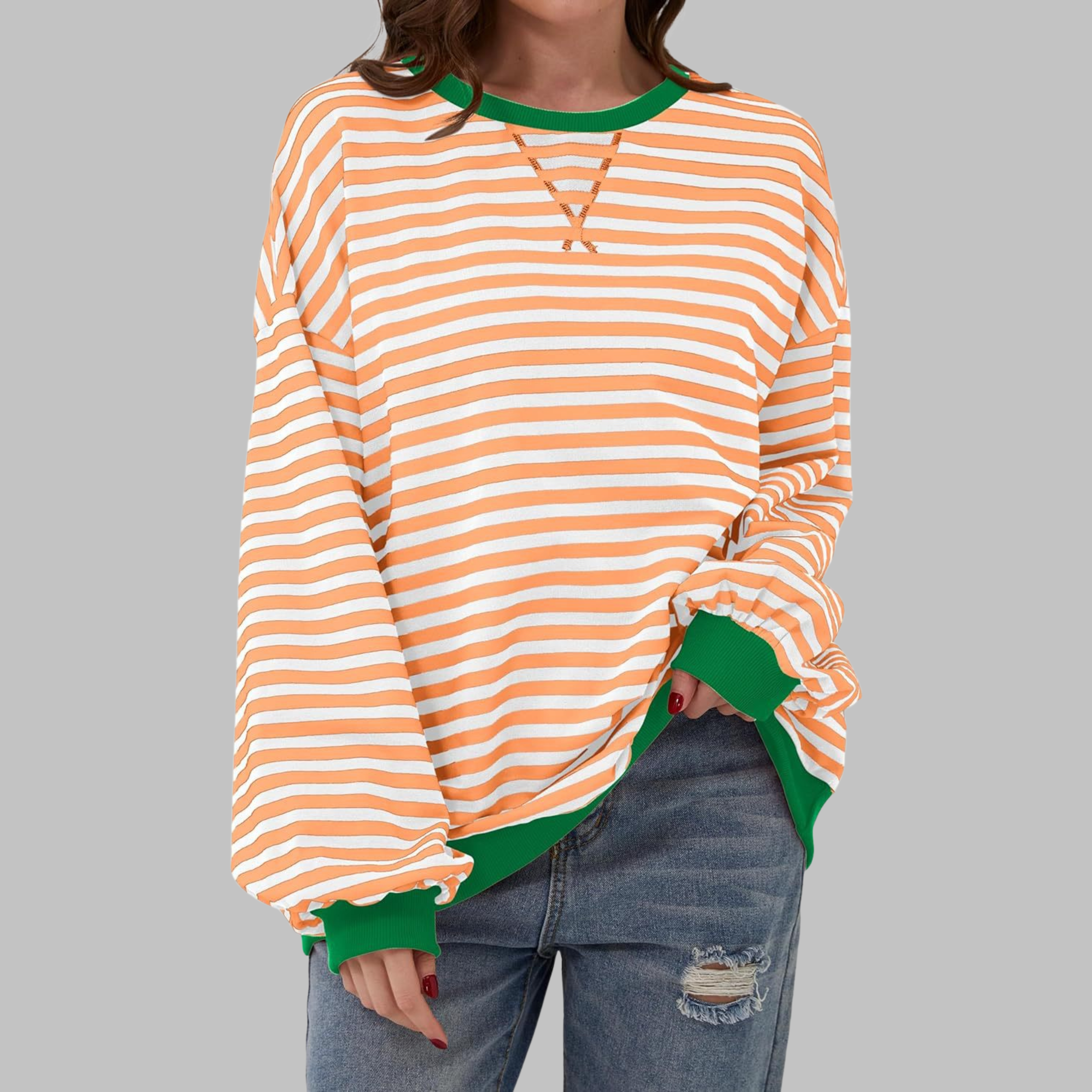 LUKA™ - Casual Long Sleeve Round Neck Striped Shirt