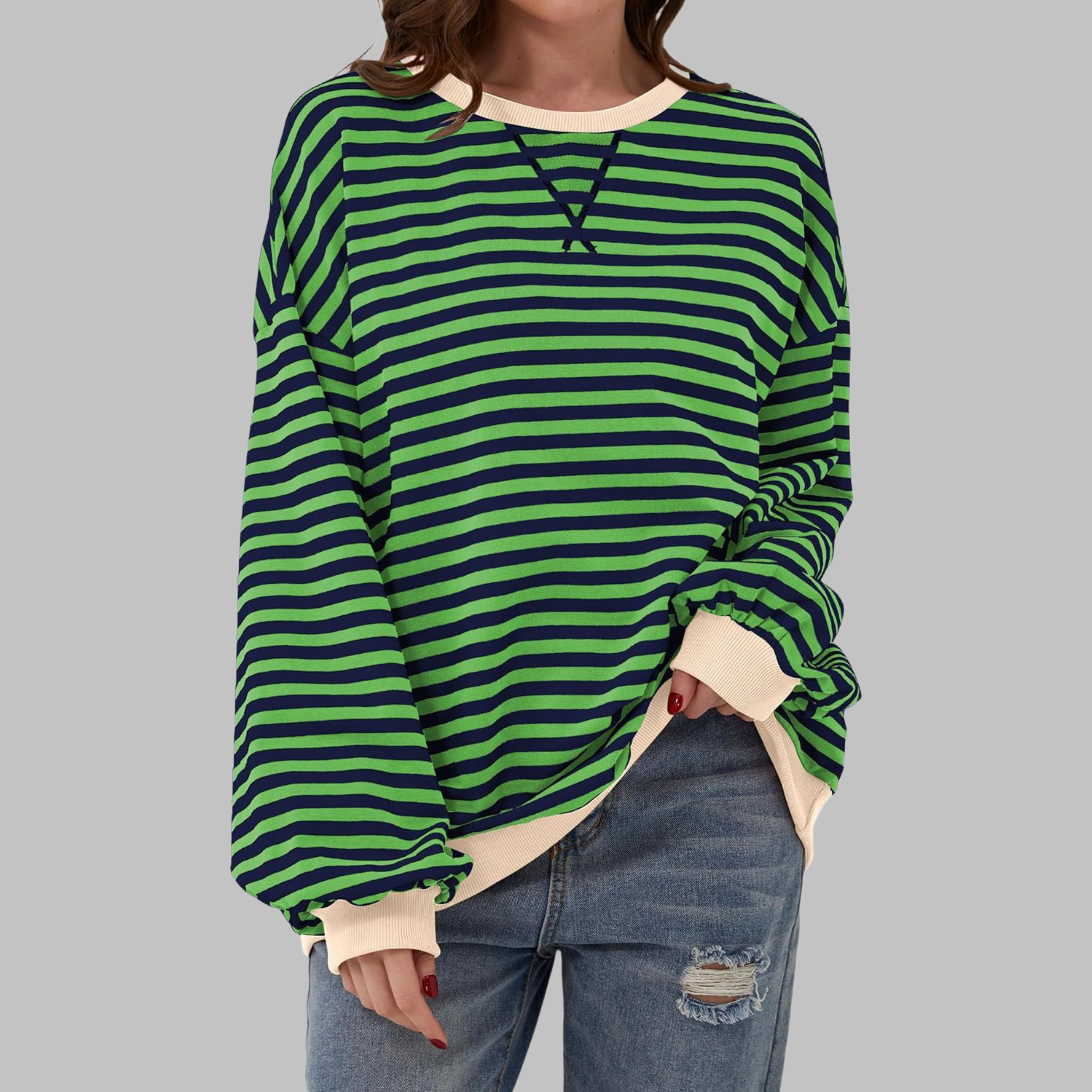 LUKA™ - Casual Long Sleeve Round Neck Striped Shirt