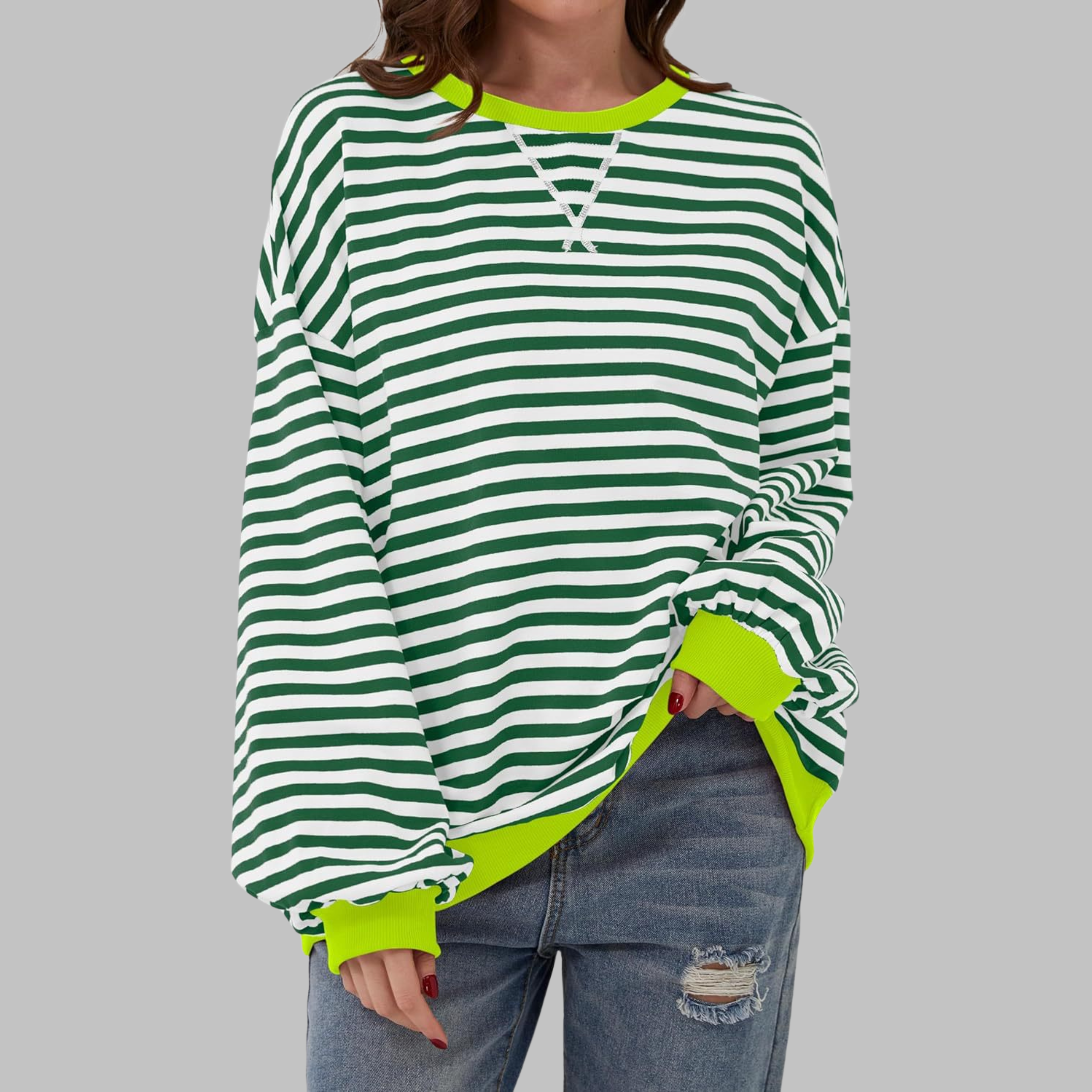 LUKA™ - Casual Long Sleeve Round Neck Striped Shirt