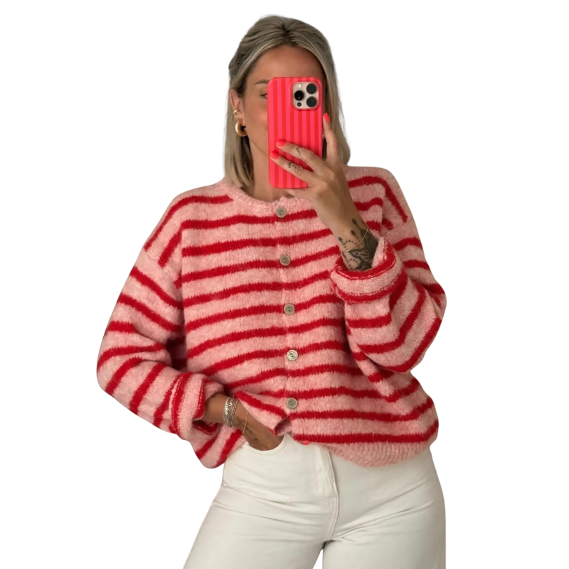 COLLETTE™ – Vintage Style Striped Sweater Cardigan