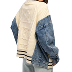 FLANNERY™ – Relaxed Denim Patchwork Knit Cardigan