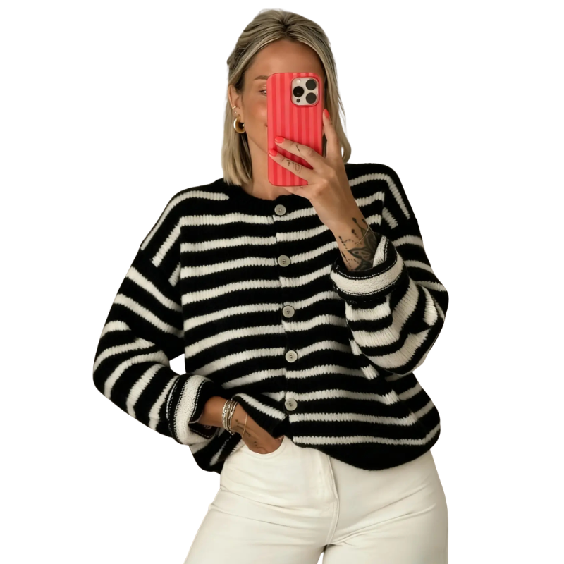 COLLETTE™ – Vintage Style Striped Sweater Cardigan
