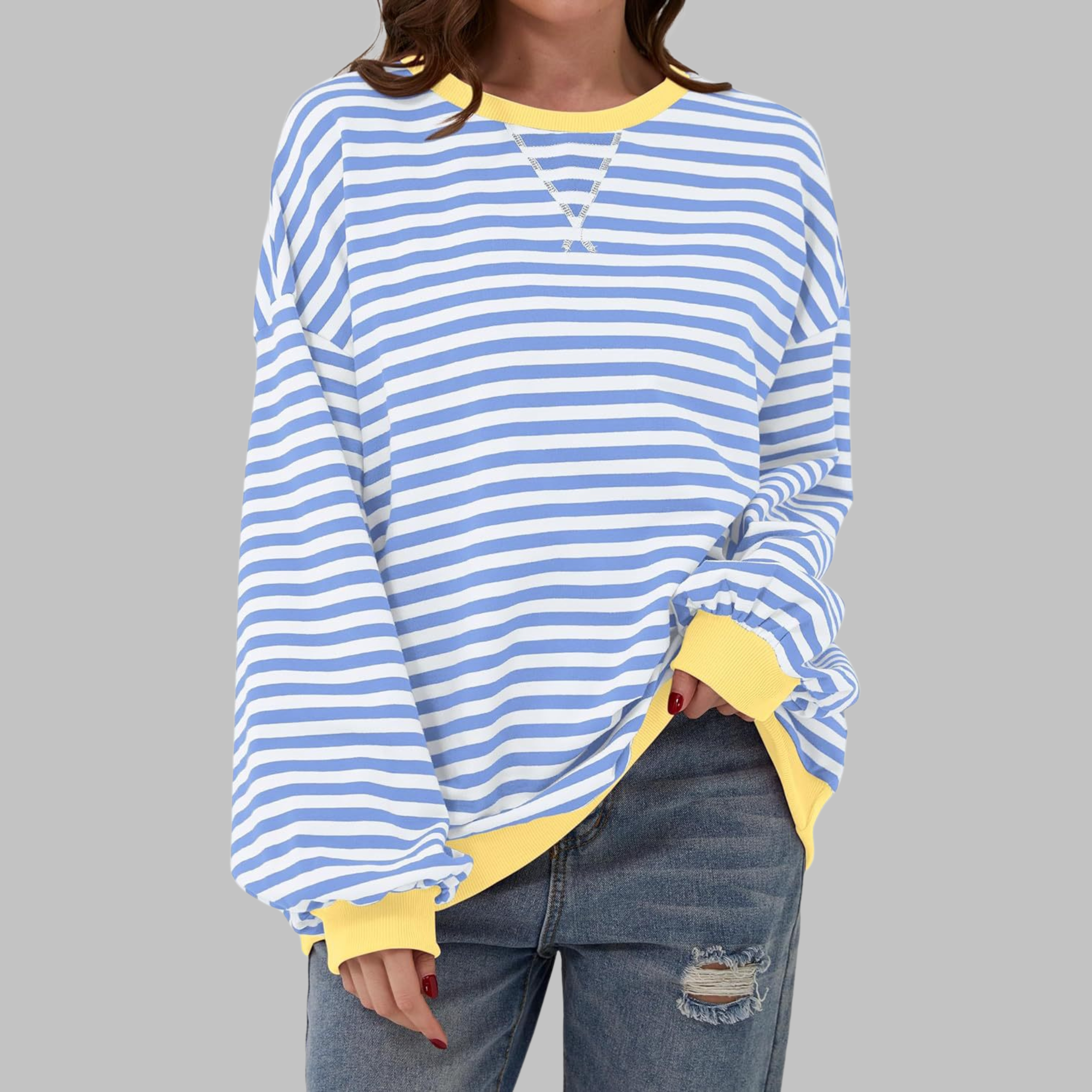 LUKA™ - Casual Long Sleeve Round Neck Striped Shirt