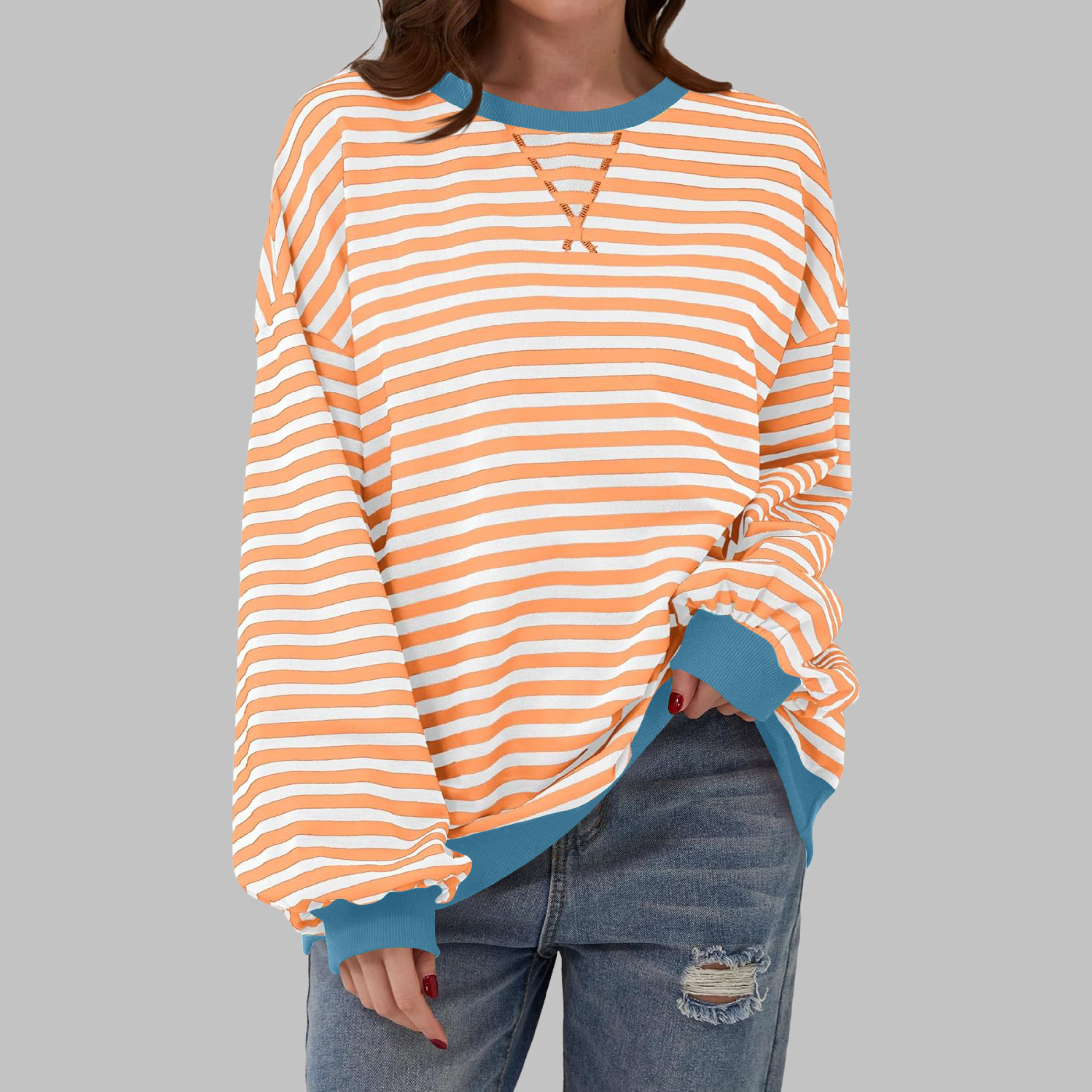 LUKA™ - Casual Long Sleeve Round Neck Striped Shirt
