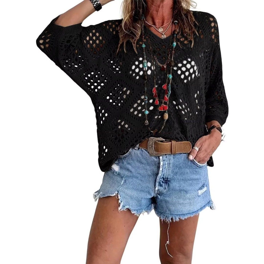 COVE™ – Breezy Crochet Batwing Top
