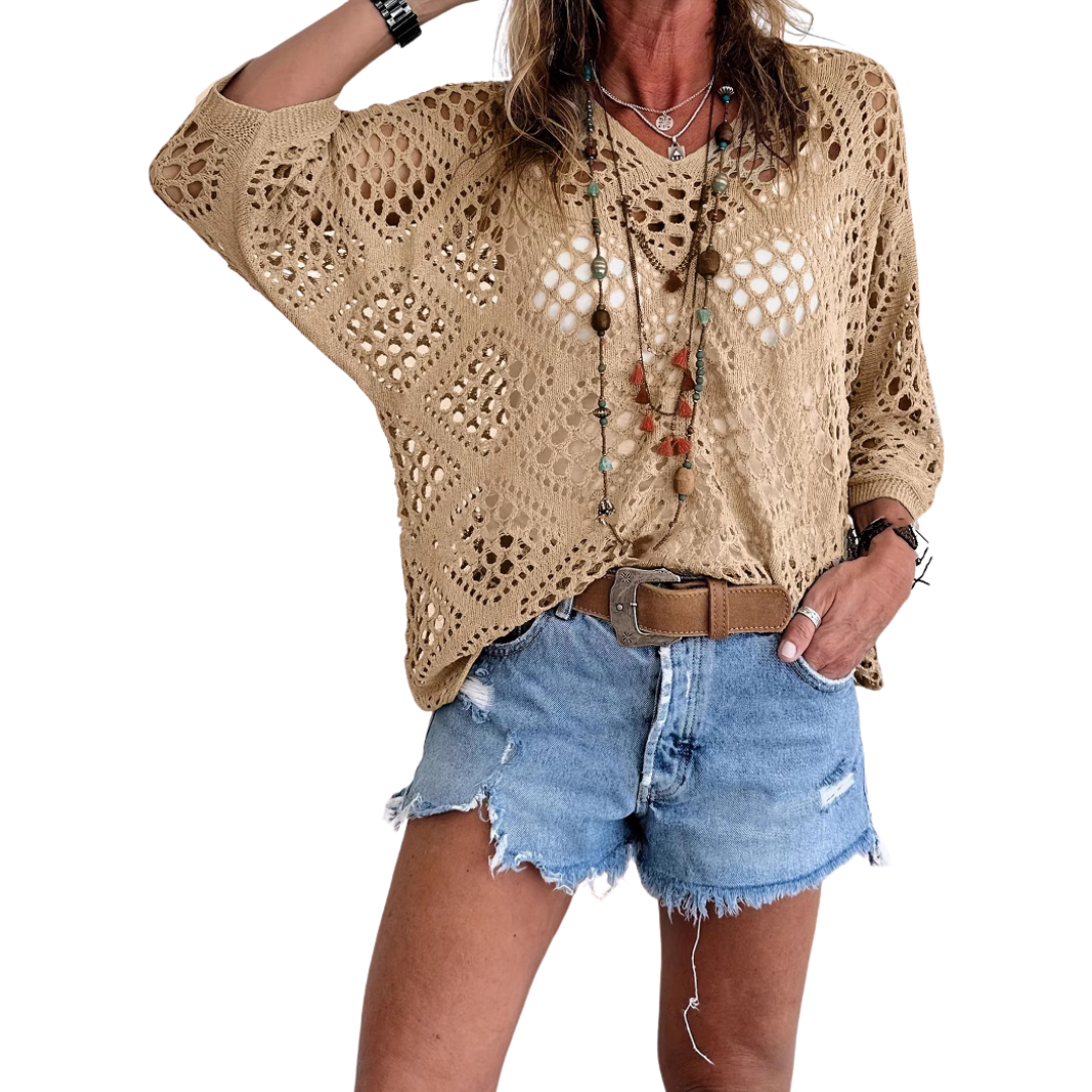 COVE™ – Breezy Crochet Batwing Top