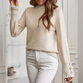 EVELYN™ - Lace Trim Round Neck Knitted Sweater