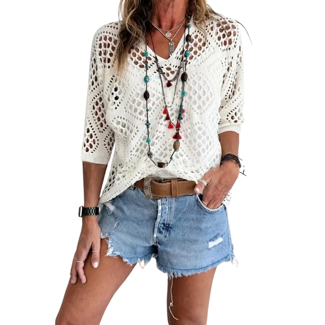 COVE™ – Breezy Crochet Batwing Top